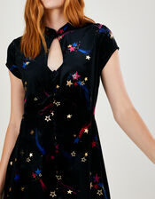 Ginny Star Print Short Dress, Black (BLACK), large