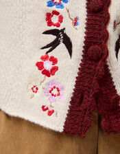 Etta Floral Embroidered Scallop Cardigan, Ivory (IVORY), large