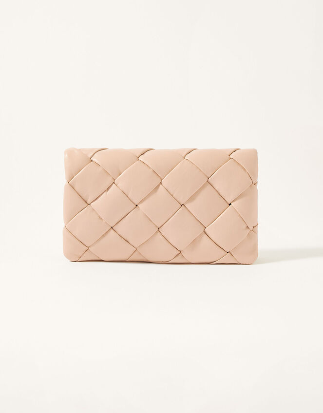 Quilted Occasion Leather Clutch Bag, Nude (NUDE), large