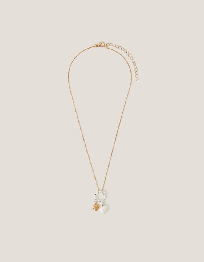 Double Heart Charm Necklace, , large