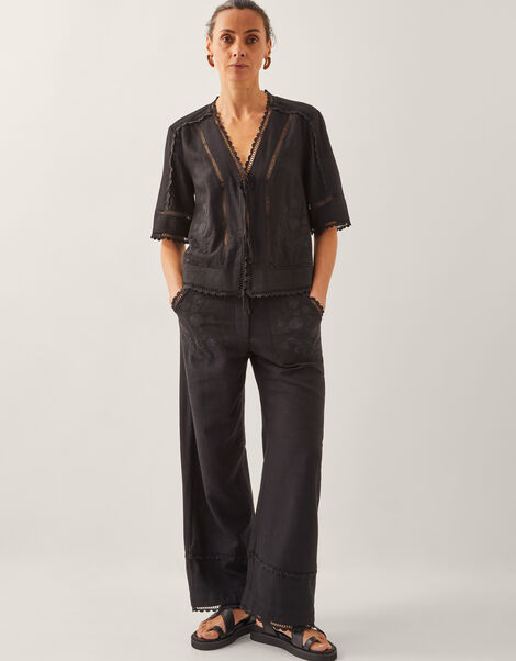 Hayley Embroidered Trousers, Black (BLACK), large