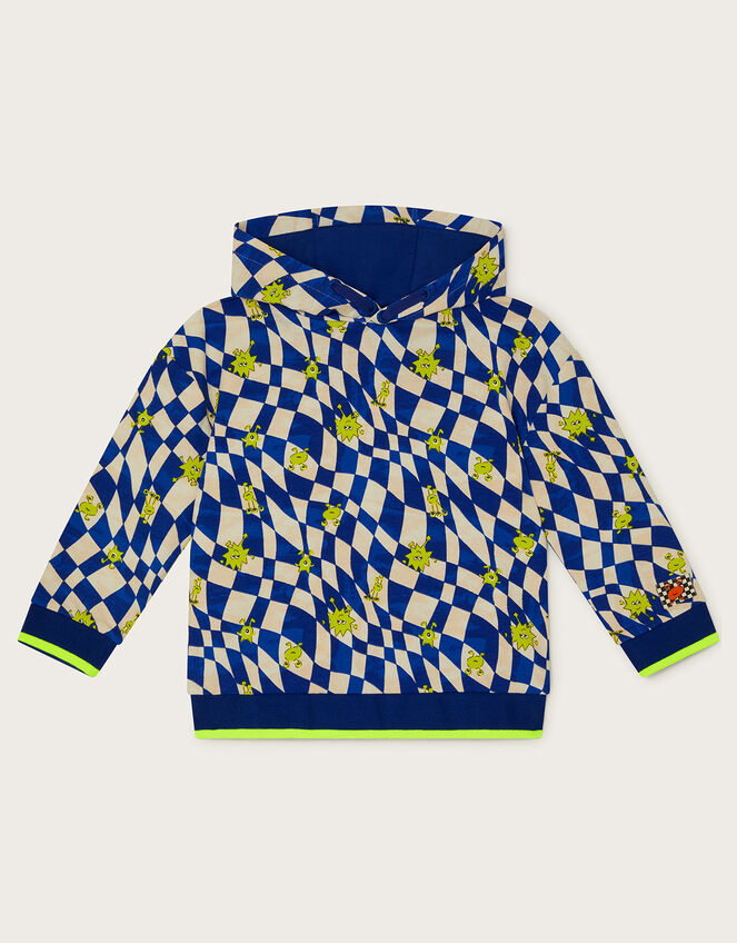 Checkerboard Monster Hoodie, Blue (BLUE), large