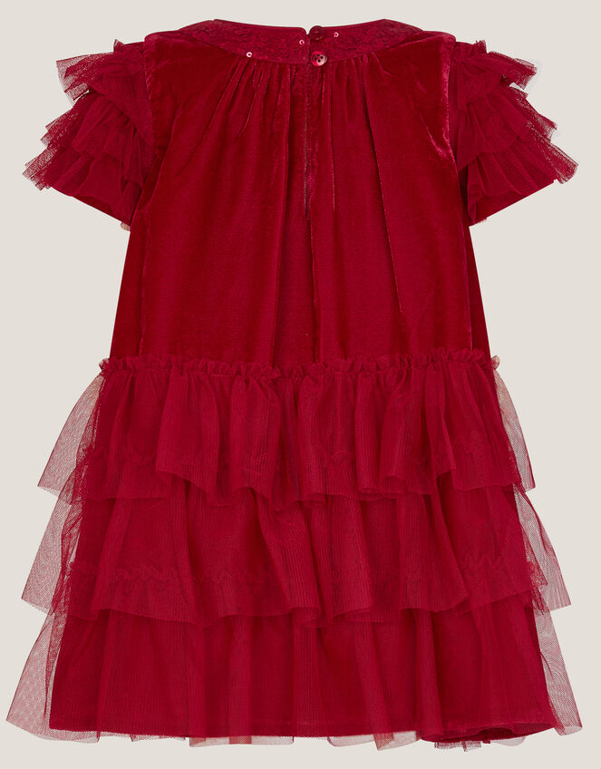 Baby Alexandra Velvet Ruffle Party Dress, Red (RED), large