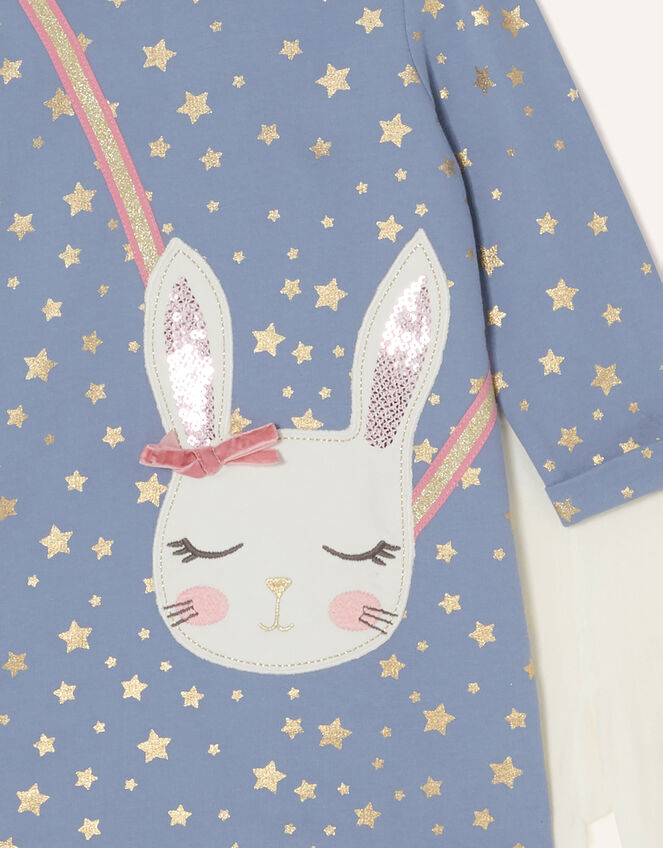 Baby Bunny Sweat Dress and Tights Set, Blue (BLUE), large