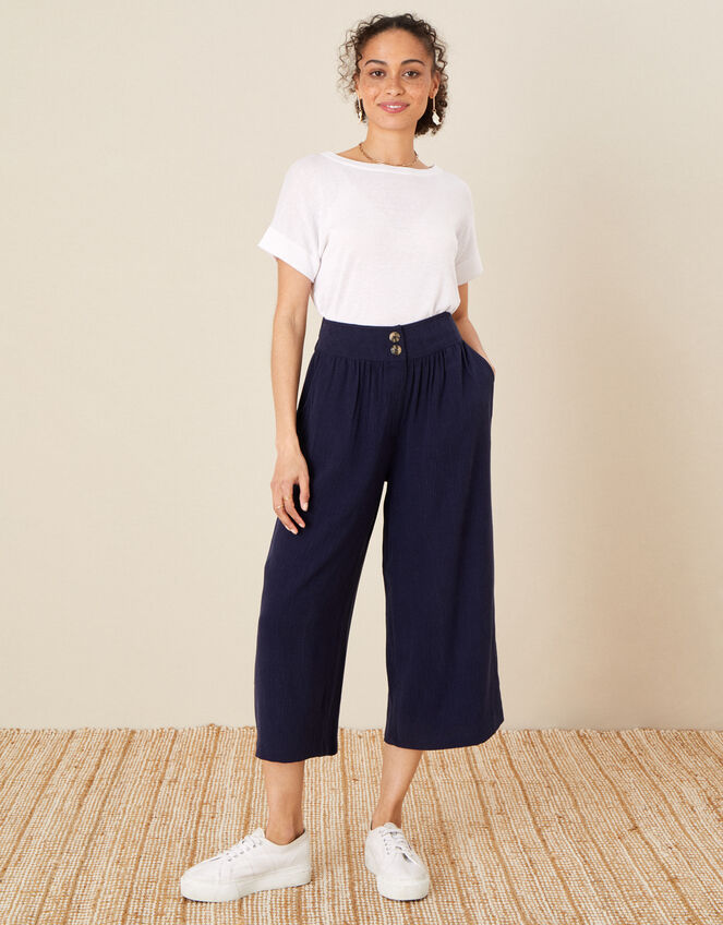 Crop Trousers in LENZING™ TENCEL™, Blue (NAVY), large