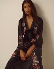 Margot Floral Embroidered Midi Dress, Black (BLACK), large