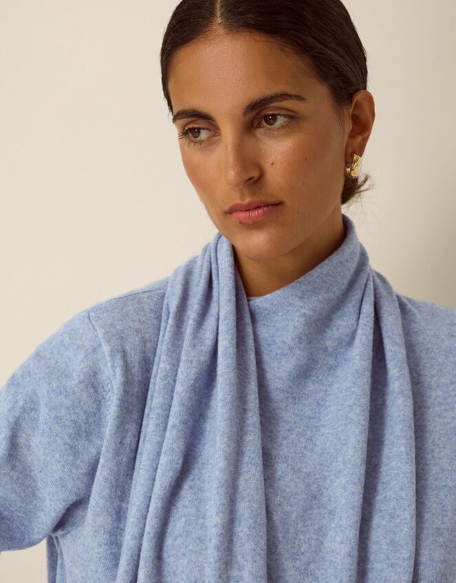 Shaw Scarf Knit Jumper, Blue (BLUE), large