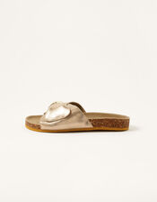 Mimi Metallic Leather Sandals, Gold (GOLD), large