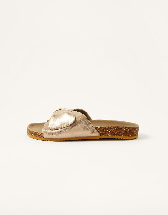 Mimi Metallic Leather Sandals, Gold (GOLD), large