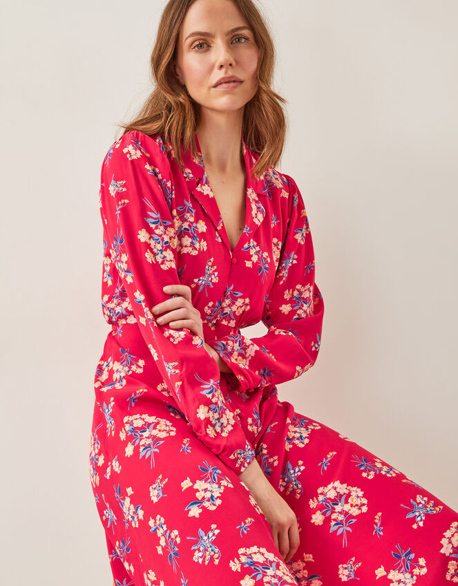 Sarah Floral Print Midi Dress, Red (RED), large