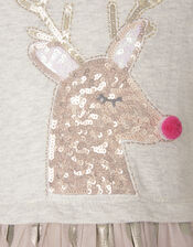 XMAS Baby Sequin Reindeer Disco Dress, Pink (PINK), large