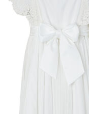 Zita Soft Tulle Dress with Crochet Neckline, Ivory (IVORY), large