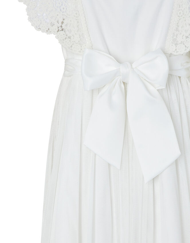 Zita Soft Tulle Dress with Crochet Neckline, Ivory (IVORY), large