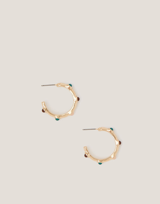 Gem Stud Hoop Earrings, , large