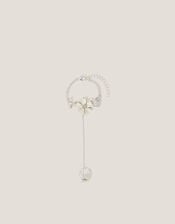 Diamante Flower Ring & Hand Chain, White (WHITE), large