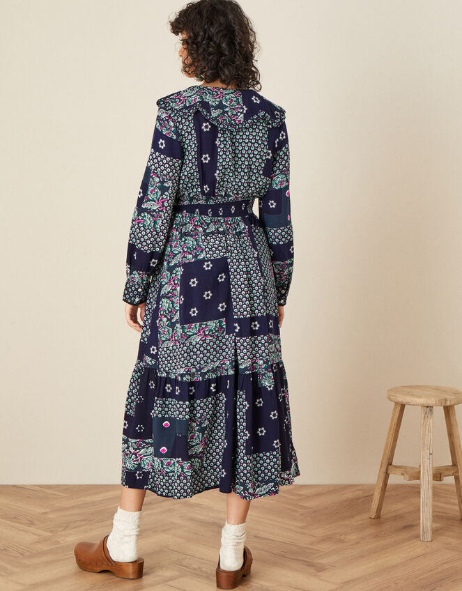 ARTISAN STUDIO Patch Print Dress , Blue (NAVY), large