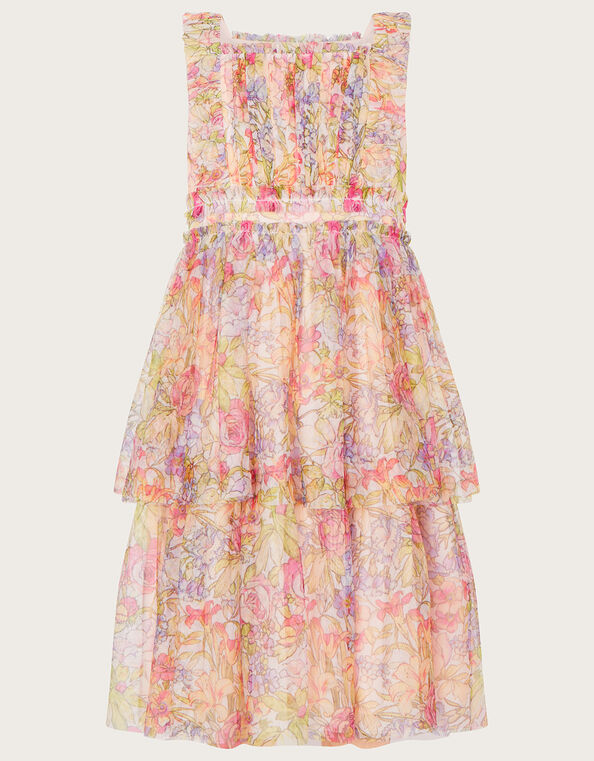Floral Print Tulle Dress, Multi (MULTI), large