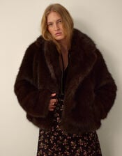Monsoon x Queens of Archive Betty Short Faux Fur Coat​, Brown (BROWN), large