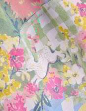 Bunny Scene Puff Sleeve Dress, Yellow (YELLOW), large