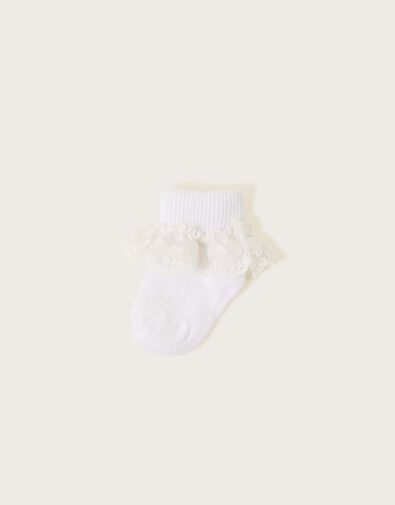 Baby Flower Lace Socks, White (WHITE), large
