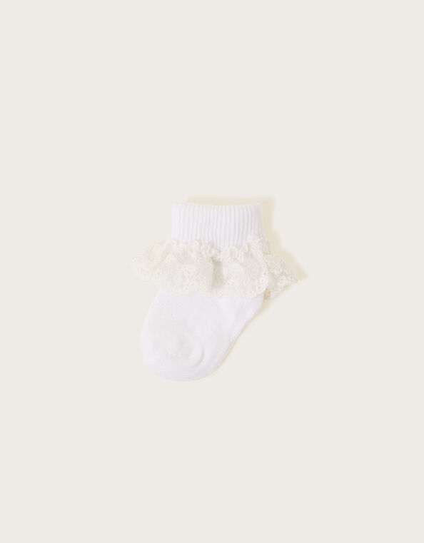 Baby Flower Lace Socks, White (WHITE), large