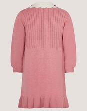 Baby Embroidered Cable Knit Dress, Pink (PINK), large