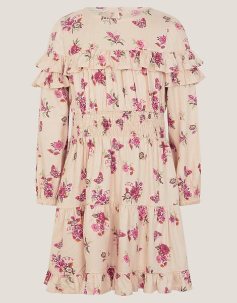Butterfly Long Sleeve Dress, Ivory (IVORY), large