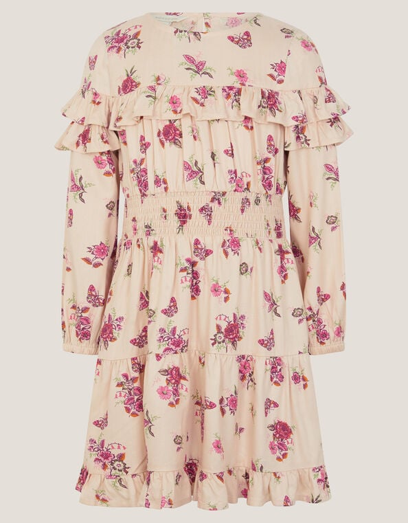 Butterfly Long Sleeve Dress, Ivory (IVORY), large