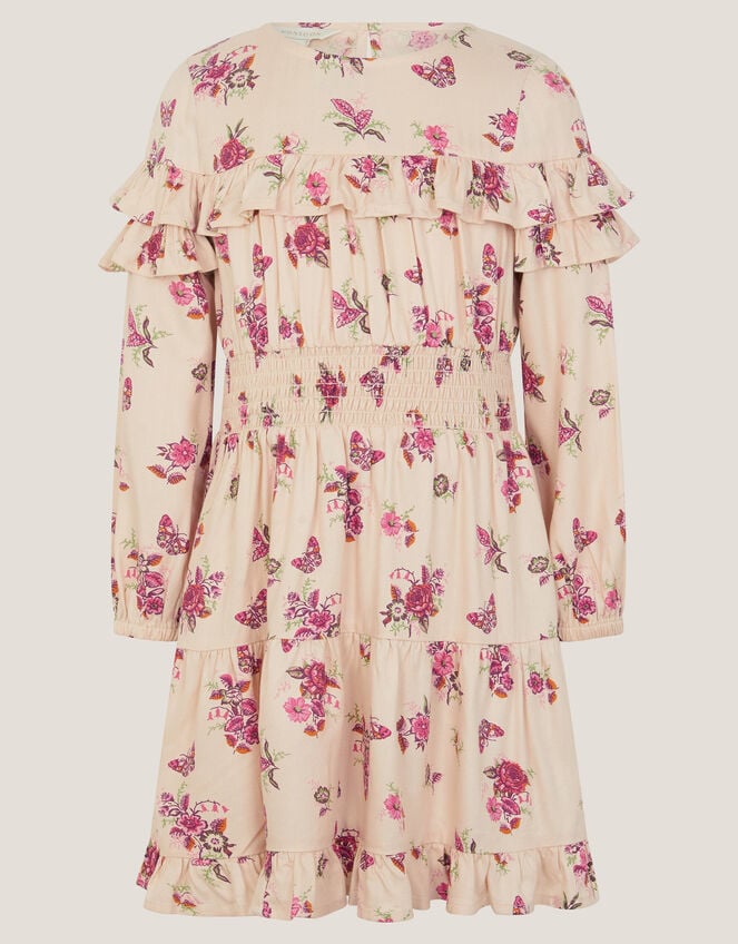 Butterfly Long Sleeve Dress, Ivory (IVORY), large