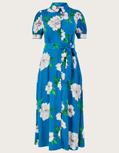 Milana Embellished Shirt Dress in Sustainable Viscose, Blue (BLUE), large