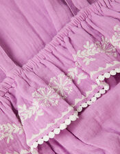 Embroidered Ruffle Tassel Jumpsuit, Purple (LILAC), large