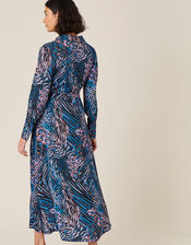 Zelda Animal Print Shirt Dress, Blue (BLUE), large