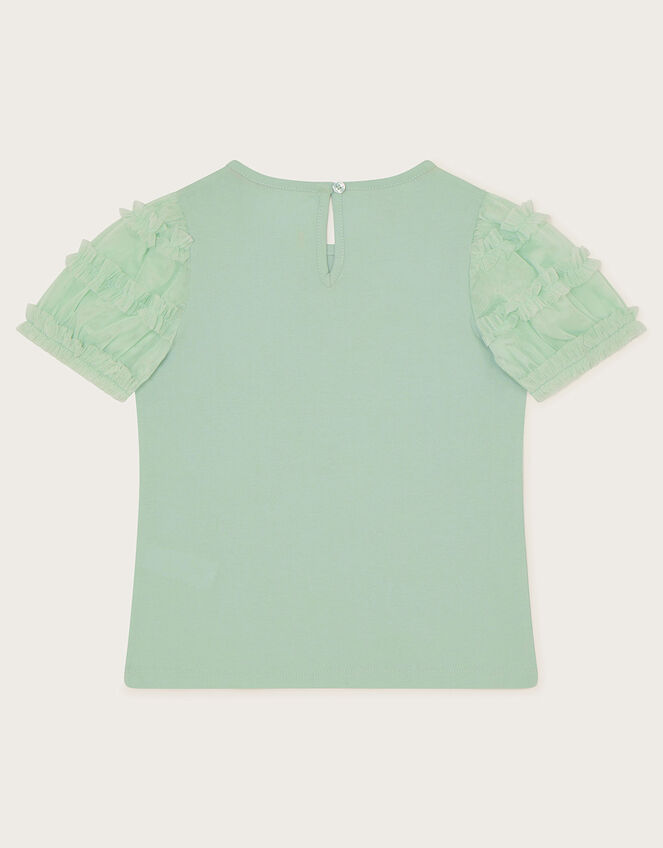 Horse Sunshine Ruffle Top, Blue (AQUA), large