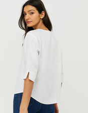 Scarlet Relaxed Blouse in Pure Linen, White (WHITE), large