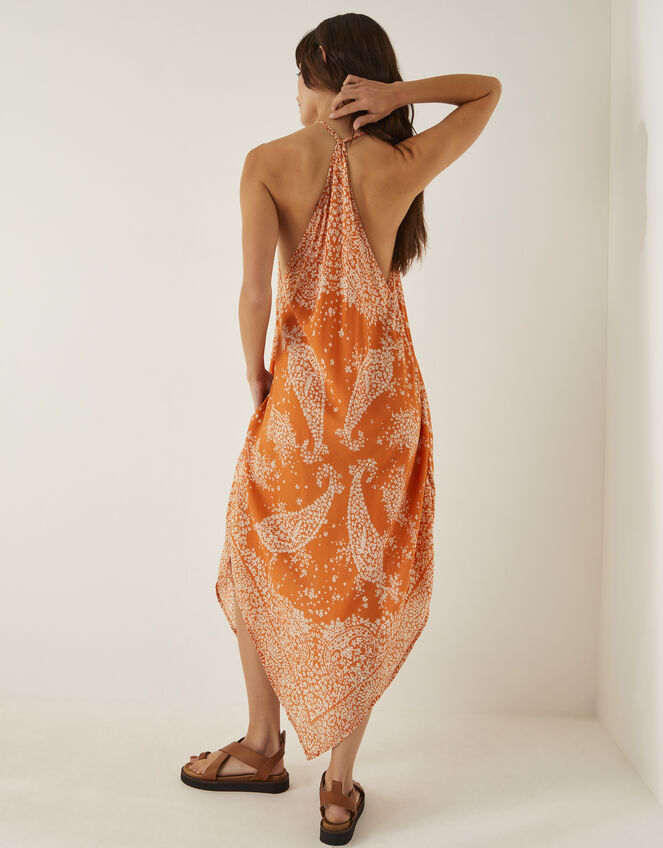 Madison Paisley Handkerchief Midi Dress, Orange (ORANGE), large