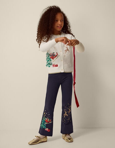 Christmas Kick Flare Leggings, Blue (NAVY), large