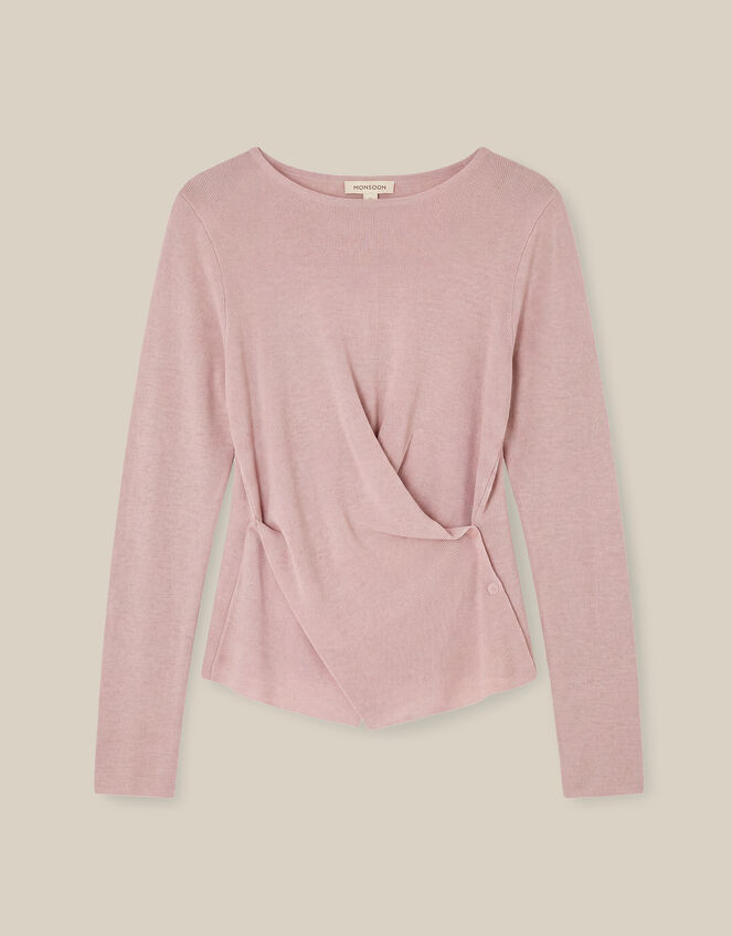 Dora Drape Knitted Top, Pink (PINK), large