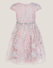 Rose Tinsel Party Dress, Pink (PINK), large