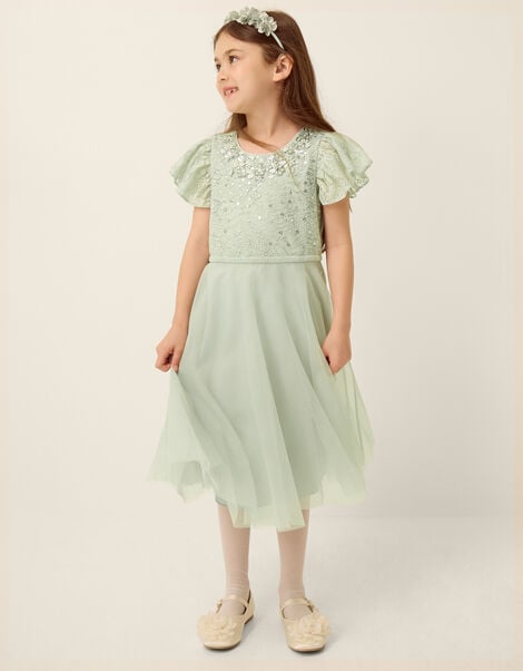 Keisa Embellished Lace Party Dress, Green (SAGE), large