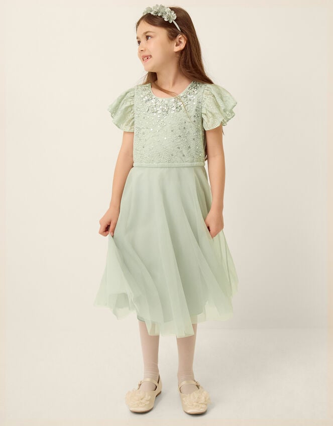 Keisa Embellished Lace Party Dress, Green (SAGE), large