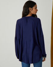 Longline Tape Pullover Top, Blue (NAVY), large