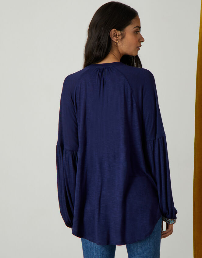 Longline Tape Pullover Top, Blue (NAVY), large