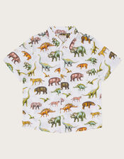 Safari Dinosaur Print Slub Shirt, Ivory (IVORY), large