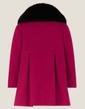 Baby Fluffy Collar Bow Coat, Red (RED), large