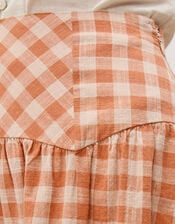 Hattie Gingham Midi Skirt, Orange (CORAL), large