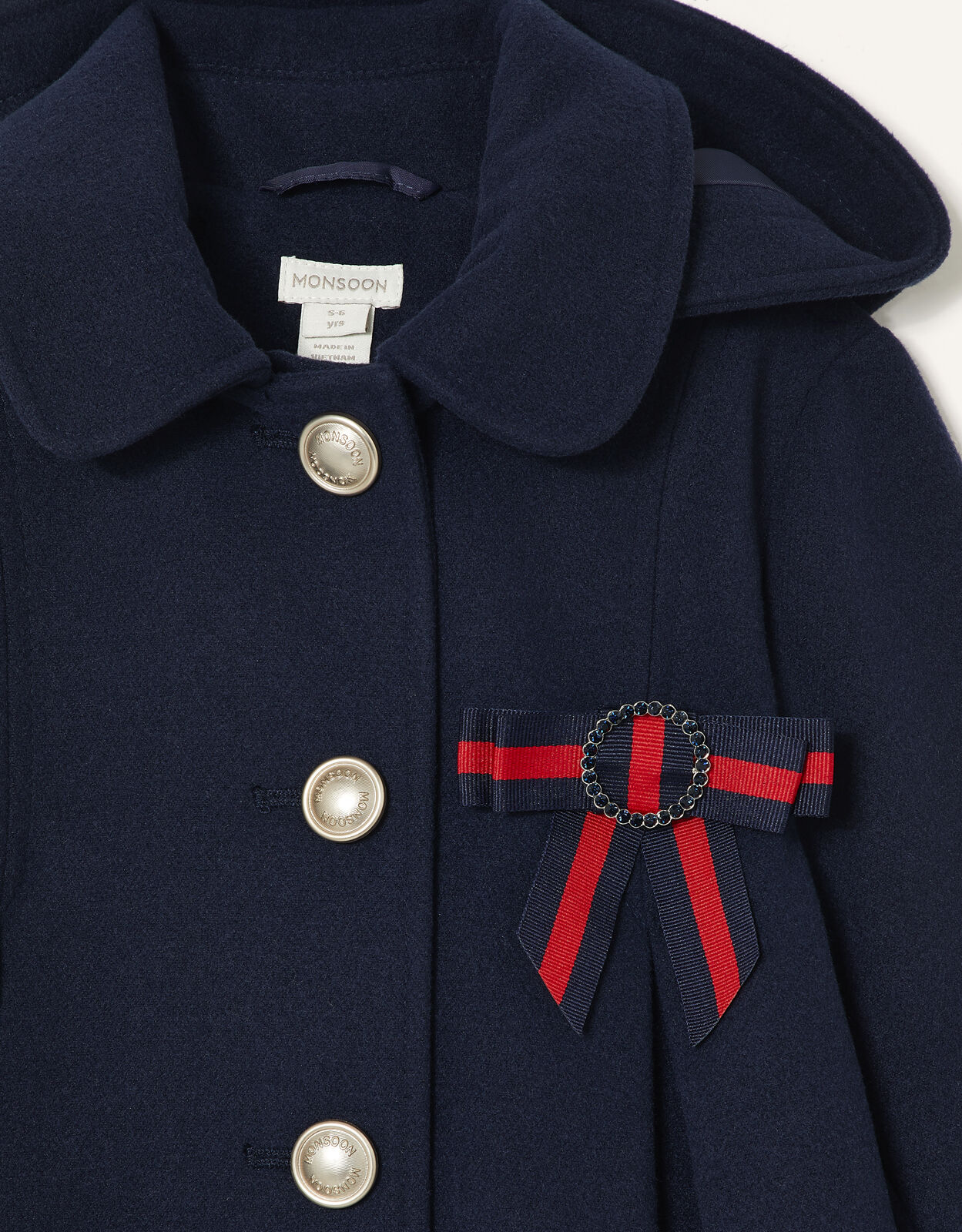 Bow Brooch Swing Coat Blue