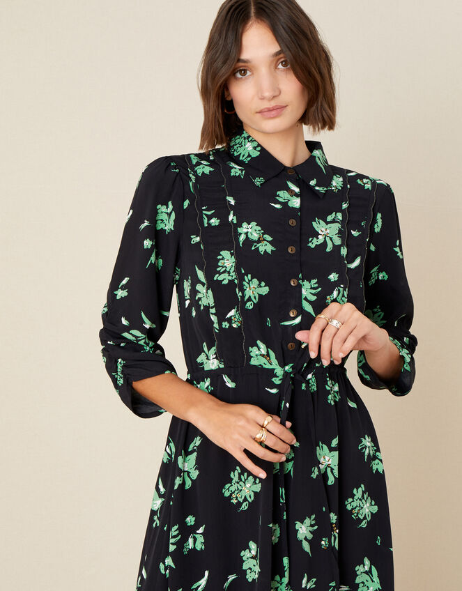 Embellished Floral Midi Dress, Black (BLACK), large