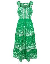 Flower Print Sundress in Organic Cotton , Green (GREEN), large