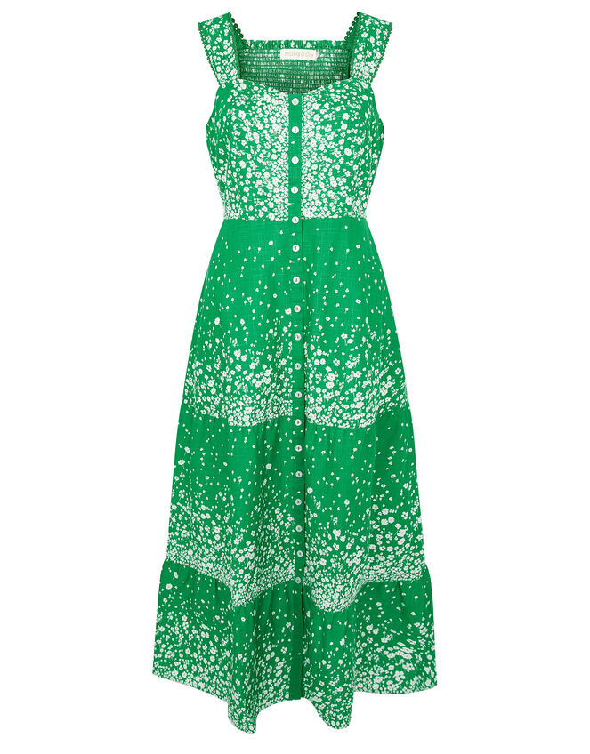 Flower Print Sundress in Organic Cotton , Green (GREEN), large