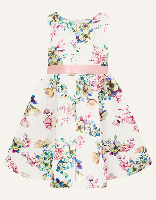 Foil Floral Scuba Dress Ivory